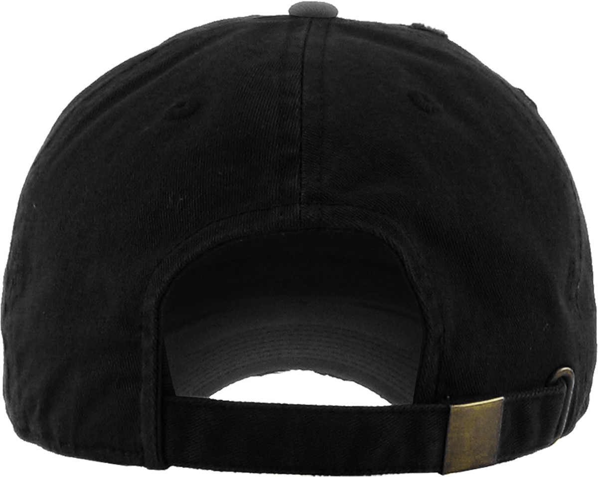 Black Dark Gray Two Tone Distressed Vintage Baseball Cap Back View